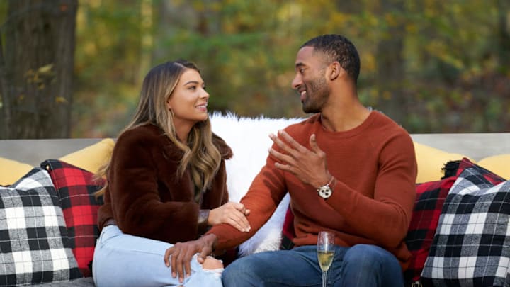 THE BACHELOR - Ò2502Ó Ð The 24 women who survived the rose ceremony on arrival night discover that dating Matt is intoxicating although the atmosphere among the women is plain toxic. MattÕs adventurous first date with Bri triggers an emotional bombshell between the other jealous women, including Victoria. The largest group date in Bachelor history has 18 women dress up for a wedding photo shoot, with Matt as the groom kissing his brides. Sarah is thrilled to join Matt on a romantic ride aboard a 1930s biplane, but the love-struck bachelorette is having a difficult time seeing him with other ladies, leading to multiple women spiraling out of control on ÒThe Bachelor,Ó airing MONDAY, JAN. 11 (8:00-10:00 p.m. EST), on ABC. (ABC/Craig Sjodin)SARAH, MATT JAMES