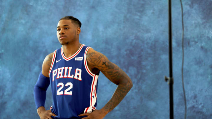 CAMDEN, NJ - SEPTEMBER 25: Richaun Holmes #22 of the Philadelphia 76ers poses during Philadelphia 76ers Media Day on September 25, 2017 at the Philadelphia 76ers Training Complex in Camden, New Jersey. NOTE TO USER: User expressly acknowledges and agrees that, by downloading and/or using this photograph, user is consenting to the terms and conditions of the Getty Images License Agreement. (Photo by Abbie Parr/Getty Images)