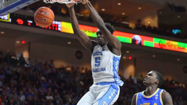 LAS VEGAS, NEVADA – NOVEMBER 23: Nassir Little #5 of the North Carolina Tar Heels dunks against Kris Wilkes #13 of the UCLA Bruins during the 2018 Continental Tire Las Vegas Invitational basketball tournament at the Orleans Arena on November 23, 2018 in Las Vegas, Nevada. (Photo by Sam Wasson/Getty Images)