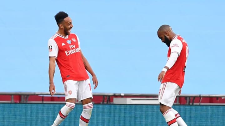 Pierre-Emerick Aubameyang and Alexandre Lacazette, Arsenal (Photo by JUSTIN TALLIS/POOL/AFP via Getty Images)