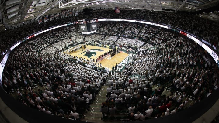 EAST LANSING, MI – FEBRUARY 21: A general view of of the Breslin Center before a game between the Indiana Hoosiers and the Michigan State Spartans on February 21, 2023 in East Lansing, Michigan. (Photo by Rey Del Rio/Getty Images)