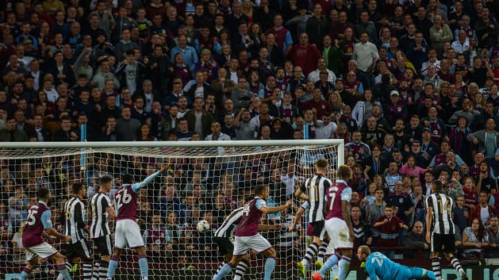 BIRMINGHAM, ENGLAND - SEPTEMBER 24: Newcastle United's Goalkeeper Matt Sels (28) looks at the ball as it hits the back of the net after Aaron Tshibola of Aston Villa (not seen) scores the equalising goal during the Sky Bet Championship match between Aston Villa and Newcastle United at Villa Park on September 24, 2016 in Birmingham, England. (Photo by Serena Taylor/Newcastle United via Getty Images)