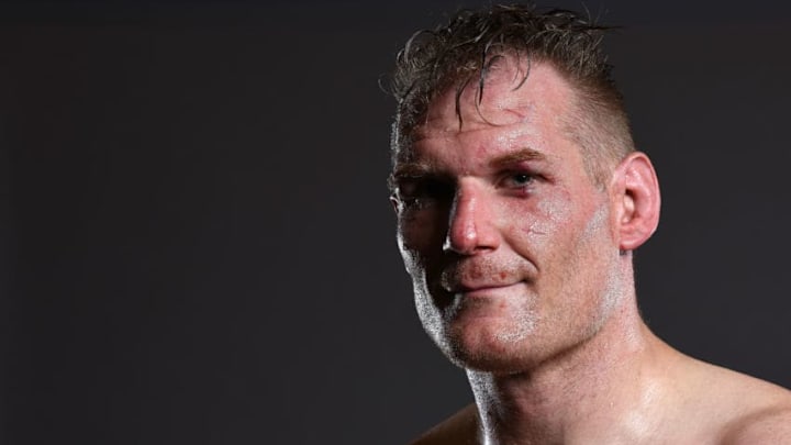 HAMBURG, GERMANY - SEPTEMBER 03: Josh Barnett poses for a post fight portrait backstage after his victory over Andrei Arlovski of Belarus during the UFC Fight Night: Arlovski v Barnett at Barclaycard Arena on September 3, 2016 in Hamburg, Germany. (Photo by Mike Roach/Zuffa LLC/Zuffa LLC via Getty Images)
