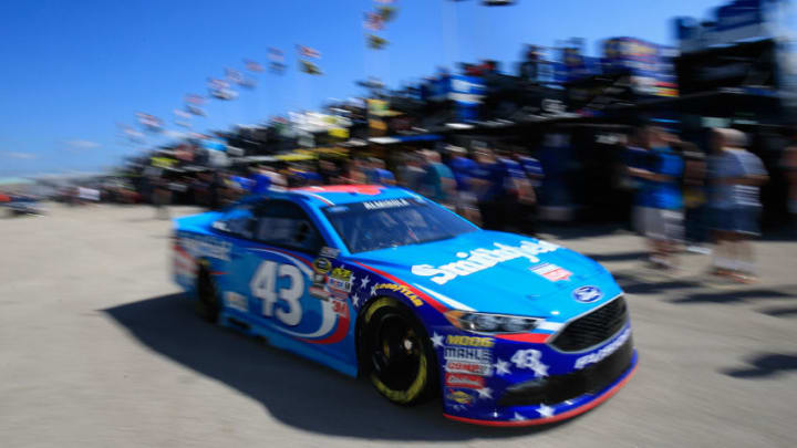 HOMESTEAD, FL - NOVEMBER 18: Aric Almirola, driver of the #43 Smithfield Ford, drives through the garage area during practice for the NASCAR Sprint Cup Series Ford EcoBoost 400 at Homestead-Miami Speedway on November 18, 2016 in Homestead, Florida. (Photo by Chris Trotman/Getty Images)