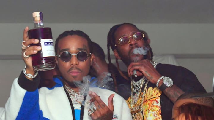 ATLANTA, GA - DECEMBER 29: Quavo of the group Migos and 2 Chainz attend a party at Compound on December 29, 2018 in Atlanta, Georgia.(Photo by Prince Williams/Getty Images)