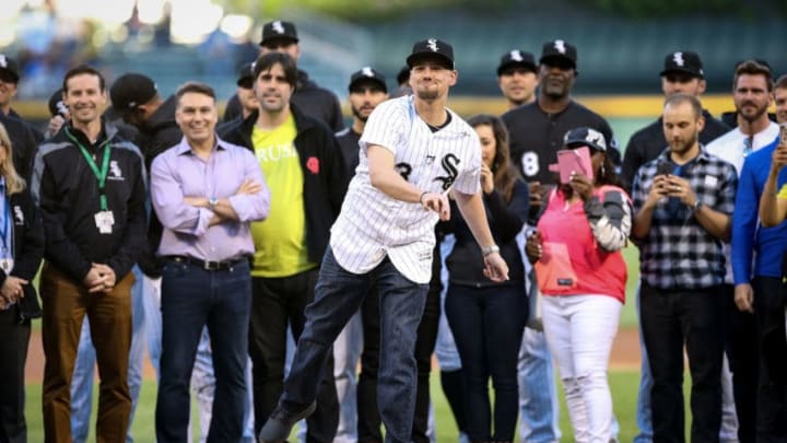 CHICAGO, IL - JUNE 01: Danny Farquhar of the Chicago White Sox throws out a ceremonial first pitch before the game between the Milwaukee Brewers and Chicago White Sox at Guaranteed Rate Field on June 1, 2018 in Chicago, Illinois. (Photo by Dylan Buell/Getty Images)