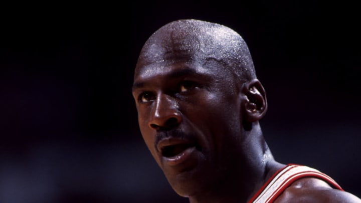Jun 1997: Michael Jordan of the Chicago Bulls during a Bulls NBA Finals game versus the Utah Jazz at the United Center in Chicago, Illinois. (Photo by John Biever/Icon Sportswire via Getty Images)