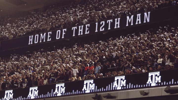 COLLEGE STATION, TX – NOVEMBER 24: Texas A&M Aggies student section at Kyle Field on November 24, 2018 in College Station, Texas. (Photo by Bob Levey/Getty Images)