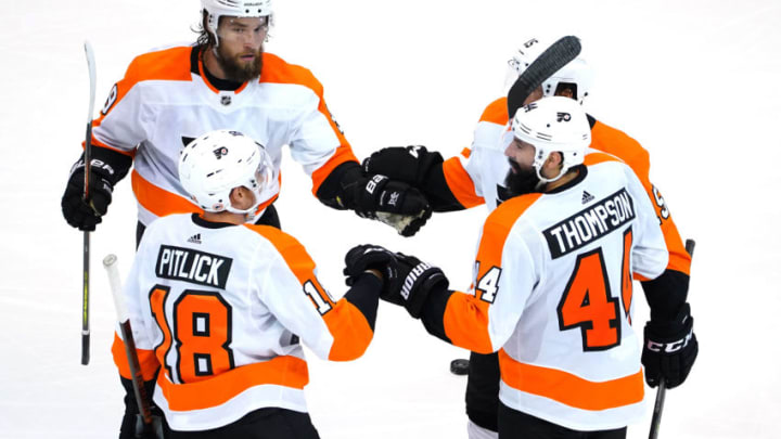 Nate Thompson, Ivan Provorov, Matt Niskanen, and Tyler Pitlick, Philadelphia Flyers (Photo by Andre Ringuette/Freestyle Photo/Getty Images)