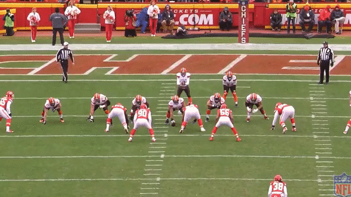 Ford (55) is on the left side of the defense.