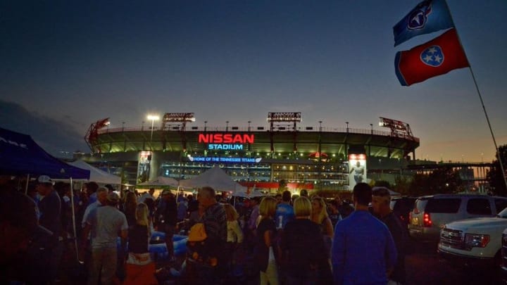 Oct 27, 2016; Nashville, TN, USA; Fans tailgate outside Nissan Stadium prior to the game between the Tennessee Titans and the Jacksonville Jaguars. Mandatory Credit: Jim Brown-USA TODAY Sports