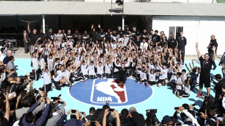 MEXICO CITY, MEXICO - DECEMBER 6: The Brooklyn Nets participates during a NBA Cares School refurbishment as part of the NBA Mexico Games 2017 on December 6, 2017 at the Escuela Maestro Miguel A. Quintana in Mexico City, Mexico. NOTE TO USER: User expressly acknowledges and agrees that, by downloading and/or using this photograph, user is consenting to the terms and conditions of the Getty Images License Agreement. Mandatory Copyright Notice: Copyright 2017 NBAE (Photo by Nathaniel S. Butler/NBAE via Getty Images)