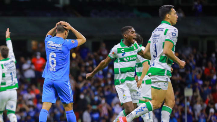 Cruz Azul had plenty of reasons to lament the way the ball bounced in their stunning 2-1 home loss to last-place Santos Laguna in a Sunday Liga MX match. (Photo by Manuel Velasquez/Getty Images)