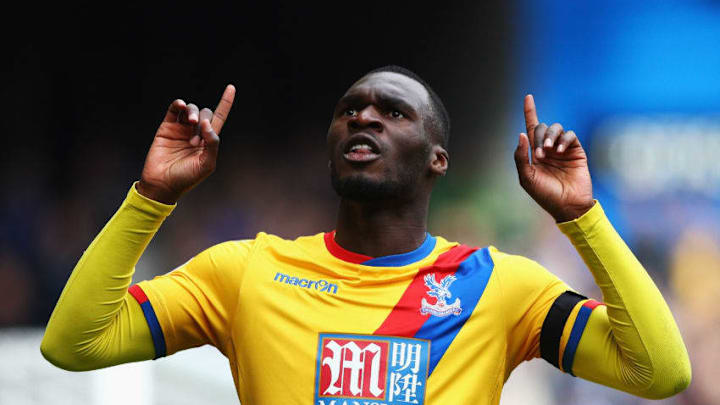 LONDON, ENGLAND - APRIL 01: Christian Benteke of Crystal Palace celebrates scoring his sides second goal during the Premier League match between Chelsea and Crystal Palace at Stamford Bridge on April 1, 2017 in London, England. (Photo by Ian Walton/Getty Images)