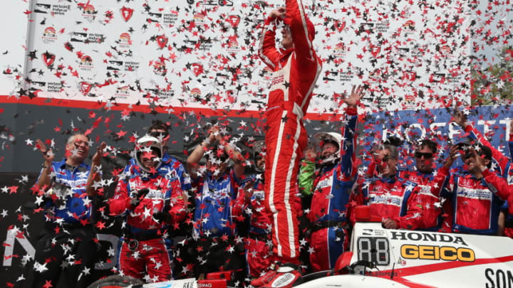 Sebastien Bourdais celebrates after winning the 2017 Firestone Grand Prix of St. Petersburg. Photo Credit: Chris Jones/Courtesy of IndyCar