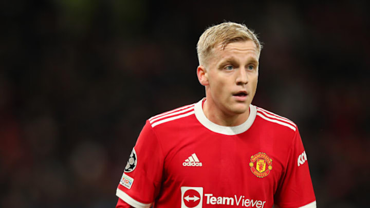 MANCHESTER, ENGLAND - DECEMBER 08: Donny van de Beek of Manchester United during the UEFA Champions League group F match between Manchester United and BSC Young Boys at Old Trafford on December 8, 2021 in Manchester, United Kingdom. (Photo by Robbie Jay Barratt - AMA/Getty Images)