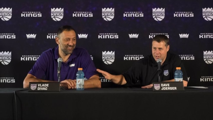 May 10, 2016; Sacramento, CA, USA; Sacramento Kings head coach Dave Joerger smiles during a press conference at the Sacramento Kings XC (Experience Center). Mandatory Credit: Kelley L Cox-USA TODAY Sports