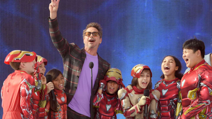 HERMOSA BEACH, CALIFORNIA - AUGUST 11: Robert Downey Jr. accepts Choice Action Movie Actor for 'Avengers: Endgame' onstage during FOX's Teen Choice Awards 2019 on August 11, 2019 in Hermosa Beach, California. (Photo by Kevin Winter/Getty Images)