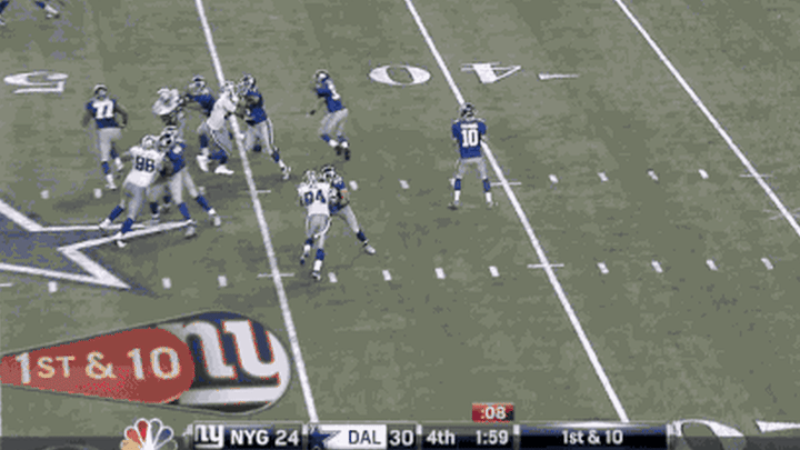 Eli Manning pouting after interception return (GIF)