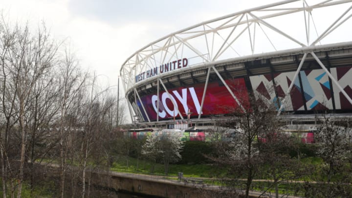LONDON, ENGLAND - MARCH 30: General view outside the stadium ahead of the Premier League match between West Ham United and Everton FC at London Stadium on March 30, 2019 in London, United Kingdom. (Photo by Catherine Ivill/Getty Images)