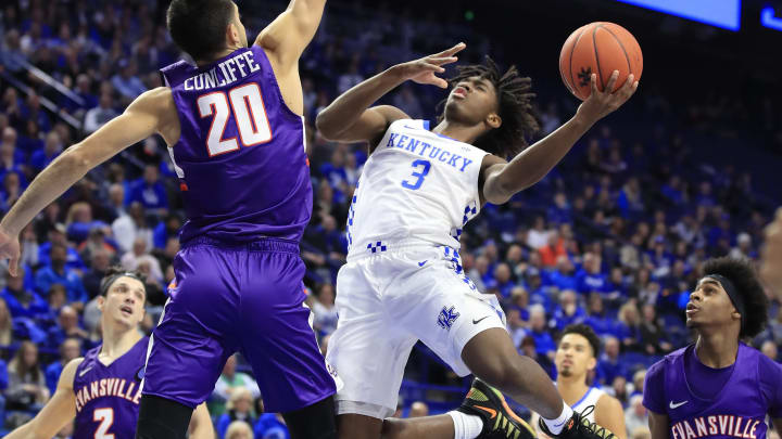 LEXINGTON, KENTUCKY – NOVEMBER 12: Tyrese Maxey #3 of the Kentucky Wildcats shoots the ball against the Evansville Aces at Rupp Arena on November 12, 2019 in Lexington, Kentucky. (Photo by Andy Lyons/Getty Images)