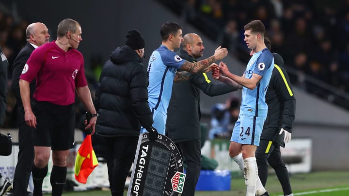 HULL, ENGLAND – DECEMBER 26: John Stones of Manchester City is substituted for Aleksandar Kolorov of Manchester City during the Premier League match between Hull City and Manchester City at KCOM Stadium on December 26, 2016 in Hull, England. (Photo by Matthew Lewis/Getty Images)