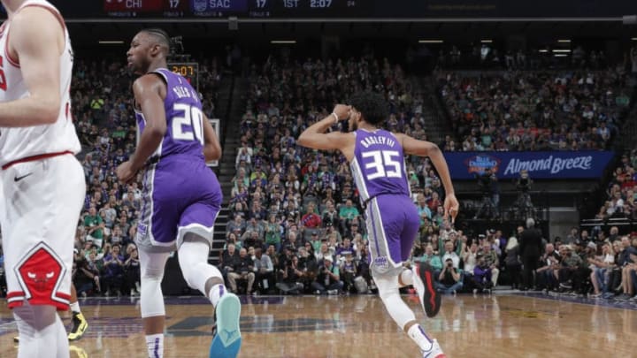 SACRAMENTO, CA - MARCH 17: Marvin Bagley III #35 of the Sacramento Kings runs back onto defense against the Chicago Bulls on March 17, 2019 at Golden 1 Center in Sacramento, California. NOTE TO USER: User expressly acknowledges and agrees that, by downloading and or using this photograph, User is consenting to the terms and conditions of the Getty Images Agreement. Mandatory Copyright Notice: Copyright 2019 NBAE (Photo by Rocky Widner/NBAE via Getty Images)