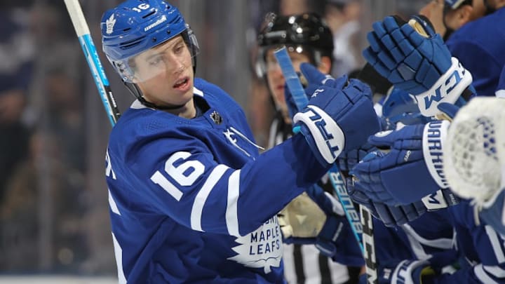 Fantasy Hockey: TORONTO, ON - JANUARY 3: Mitchell Marner #16 of the Toronto Maple Leafs celebrates his 2nd goal of the game against the Minnesota Wild during the Next Generation NHL game at Scotiabank Arena on January 3, 2019 in Toronto, Ontario, Canada. (Photo by Claus Andersen/Getty Images)