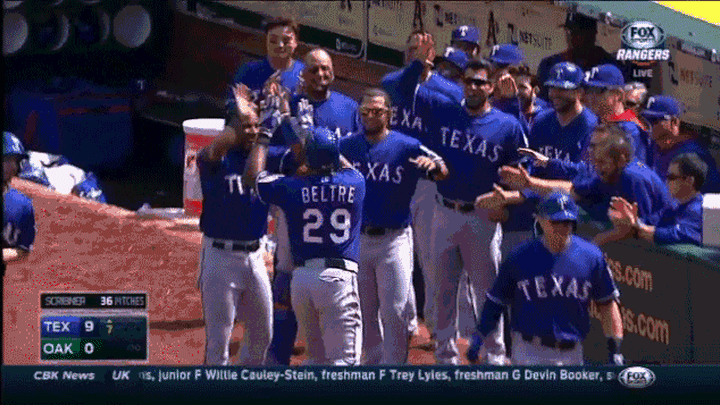 Messing with Adrian Beltre's hair! Most likely culprit - Elvis Andrus -  from…