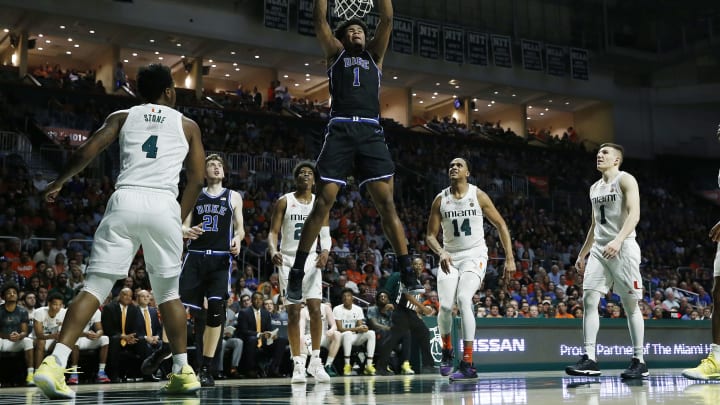 MIAMI, FLORIDA – JANUARY 04: Vernon Carey Jr. #1 of the Duke Blue Devils (Photo by Michael Reaves/Getty Images)