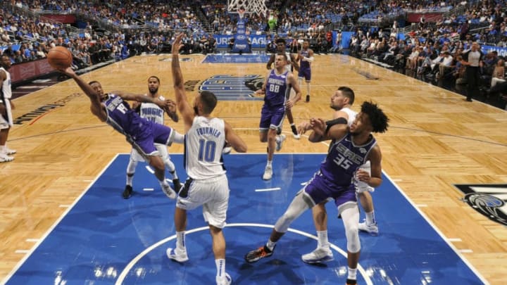 ORLANDO, FL - OCTOBER 30: Troy Williams #19 of the Sacramento Kings shoots the ball against the Orlando Magic on October 30, 2018 at Amway Center in Orlando, Florida. NOTE TO USER: User expressly acknowledges and agrees that, by downloading and/or using this Photograph, user is consenting to the terms and conditions of the Getty Images License Agreement. Mandatory Copyright Notice: Copyright 2018 NBAE (Photo by Fernando Medina/NBAE via Getty Images)
