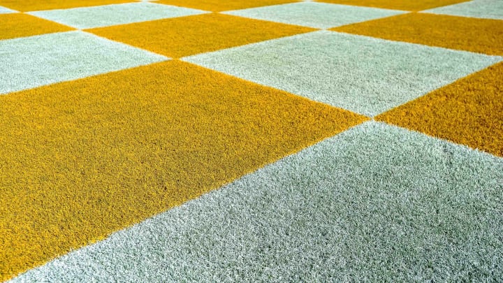Oct 16, 2021; Knoxville, Tennessee, USA; Checkerboard end zone before the game between the Tennessee Volunteers and Mississippi Rebels at Neyland Stadium. Mandatory Credit: Bryan Lynn-USA TODAY Sports
