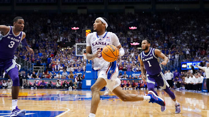 Kansas Jayhawks guard Dajuan Harris Jr. (3) Mandatory Credit: Jay Biggerstaff-USA TODAY Sports