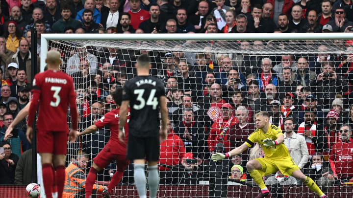 Aaron Ramsdale produced a stellar performance between the sticks. (Photo by PAUL ELLIS/AFP via Getty Images)