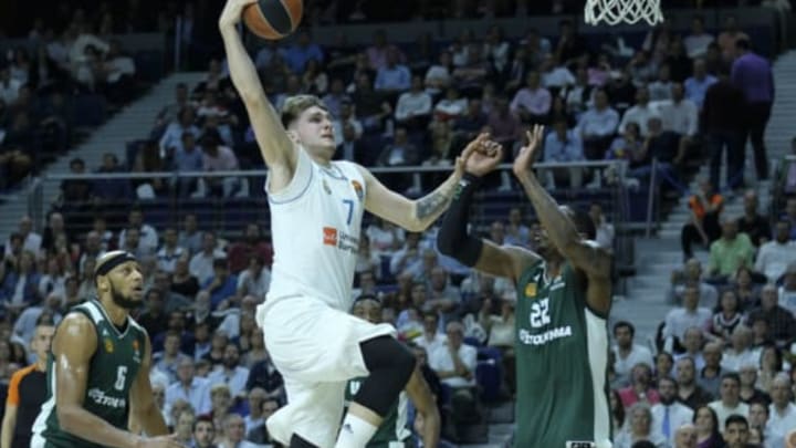 LUKA DONCIC of Real Madrid during the Turkish Airlines Euroleague play-off quarter final series third match between Real Madrid and Panathinaikos Superfoods at the Wizink Center in Madrid, Spain on April 25, 2018 (Photo by Oscar Gonzalez/NurPhoto via Getty Images)