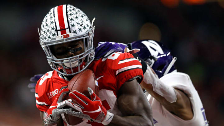 Dec 1, 2018; Indianapolis, IN, USA; Ohio State Buckeyes wide receiver Terry McLaurin (83) catches a pass for a touchdown against Northwestern Wildcats defensive back Greg Newsome II (29) in the first half in the Big Ten conference championship game at Lucas Oil Stadium. Mandatory Credit: Aaron Doster-USA TODAY Sports