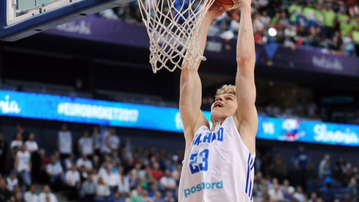 HELSINKI, FINLAND - SEPTEMBER 2: Lauri Markkanen of Finland during the FIBA Eurobasket 2017 Group A match between Finland and Slovenia on September 2, 2017 in Helsinki, Finland. (Photo by Norbert Barczyk/Press Focus/MB Media/Getty Images)