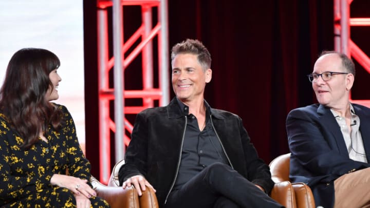 PASADENA, CALIFORNIA - JANUARY 07: (L-R) Liv Tyler, Rob Lowe and Tim Minear of '9-1-1 Lone Star' speak during the Fox segment of the 2020 Winter TCA Press Tour at The Langham Huntington, Pasadena on January 07, 2020 in Pasadena, California. (Photo by Amy Sussman/Getty Images)