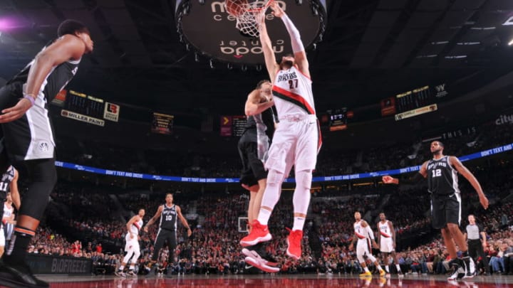 Portland Trail Blazers Jusuf Nurkic San Antonio Spurs (Photo by Sam Forencich/NBAE via Getty Images)
