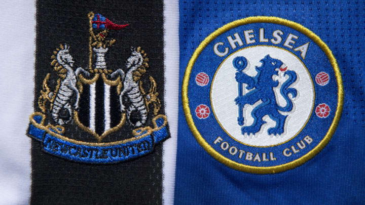 MANCHESTER, ENGLAND - APRIL 27: The Chelsea and Newcastle United club crests on first team home shirts on April 27, 2020 in Manchester, England (Photo by Visionhaus)