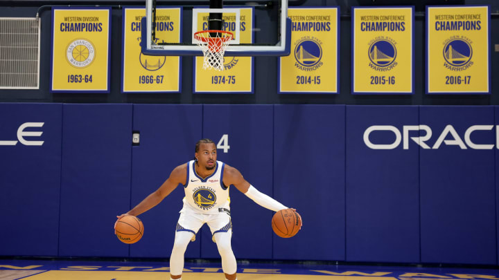 Moses Moody of the Golden State Warriors during media day on October 02, 2023 in San Francisco, California. (Photo by Ezra Shaw/Getty Images)