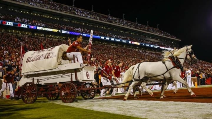 Sep 13, 2014; Norman, OK, USA; Oklahoma Sooners sooner schooner during the game against the Tennessee Volunteers at Gaylord Family - Oklahoma Memorial Stadium. Mandatory Credit: Kevin Jairaj-USA TODAY Sports