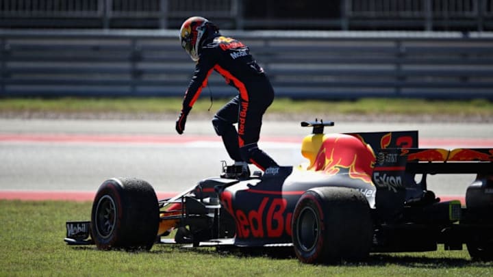 AUSTIN, TX - OCTOBER 22: Daniel Ricciardo of Australia and Red Bull Racing climbs from his car after retiring during the United States Formula One Grand Prix at Circuit of The Americas on October 22, 2017 in Austin, Texas. (Photo by Clive Mason/Getty Images) AUSTIN, TX - OCTOBER 22: Daniel Ricciardo of Australia and Red Bull Racing climbs from his car after retiring during the United States Formula One Grand Prix at Circuit of The Americas on October 22, 2017 in Austin, Texas. (Photo by Clive Mason/Getty Images)