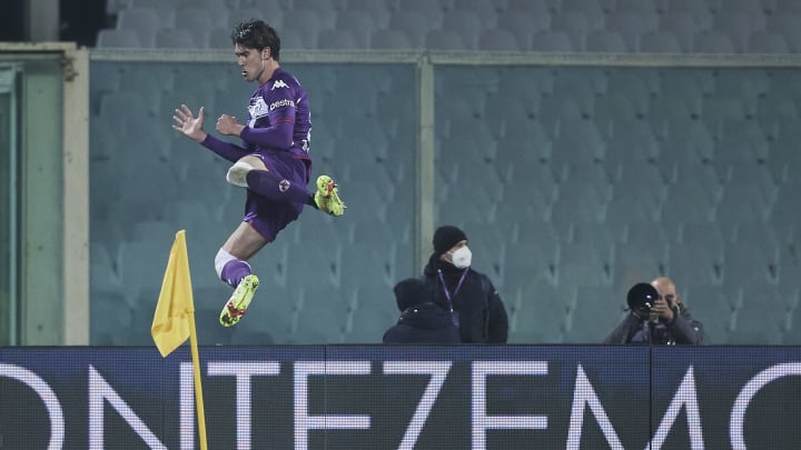 A Dusan Vlahovic brace helped Fiorentina sink AC Milan. (Photo by Emmanuele Ciancaglini/CPS Images/Getty Images)