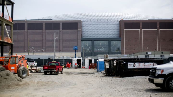 The Little Caesars Arena sits under construction in Detroit, Michigan, U.S., on Thursday, June 22, 2017. To lure more young talent straight out of school, Detroit is giving itself a full-on Silicon Valley makeover. General Motors Co. is spending $1 billion renovating its 60-year-old Tech Center in a northern suburb. Photographer: Anthony Lanzilote/Bloomberg via Getty Images