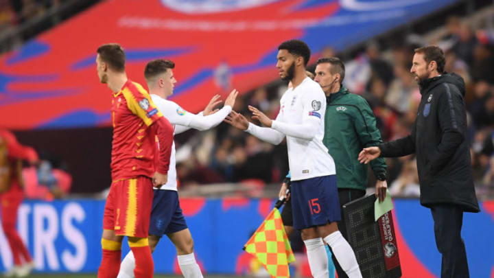 LONDON, ENGLAND - NOVEMBER 14: Joe Gomez of England replaces Mason Mount of England during the UEFA Euro 2020 qualifier between England and Montenegro at Wembley Stadium on November 14, 2019 in London, England. (Photo by Michael Regan/Getty Images)