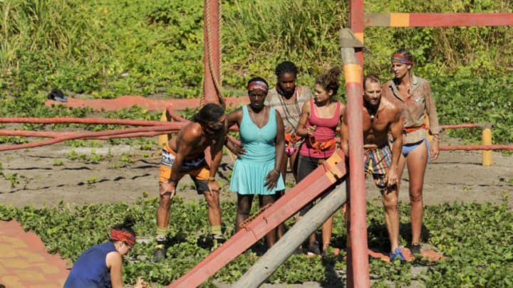"What Happened on Exile, Stays on Exile" - Aubry Bracco, Troyzan Robertson, Cirie Fields, Michaela Bradshaw, Hali Ford, Brad Culpepper and Sierra Dawn-Thomas on the seventh episode of SURVIVOR: Game Changers, airing Wednesday, April 12 (8:00-9:00 PM, ET/PT) on the CBS Television Network. Photo: Jeffrey Neira/CBS Entertainment ÃÂ©2017 CBS Broadcasting, Inc. All Rights Reserved.