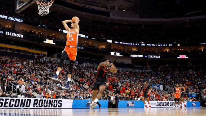 PITTSBURGH, PA – MARCH 20: RJ Melendez #15 of the Illinois Fighting Illini goes up for a dunk during the game against the Houston Cougars during the second round of the 2022 NCAA Men’s Basketball Tournament at PPG PAINTS Arena on March 20, 2022 in Pittsburgh, Pennsylvania. The basket was waved off as Melendez was called for a technical foul for hanging on the rim. (Photo by Kirk Irwin/Getty Images)