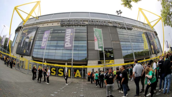 DORTMUND, GERMANY – AUGUST 20: General view outside the stadium prior to the Bundesliga match between Borussia Dortmund and SV Werder Bremen at Signal Iduna Park on August 20, 2022 in Dortmund, Germany. (Photo by Christof Koepsel/Getty Images)