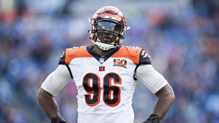 NASHVILLE, TN – NOVEMBER 12: Carlos Dunlap #96 of the Cincinnati Bengals stands on the field during a game against the Tennessee Titans at Nissan Stadium on November 12, 2017 in Nashville, Tennessee. The Titans defeated the Bengals 24-20. (Photo by Wesley Hitt/Getty Images)